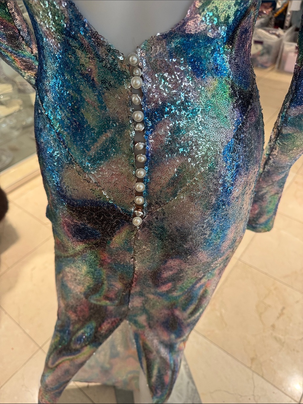 Mew Mews Nebraska Ombre Hooded Psychedelic Maxi Gown - Picture 11 of 15